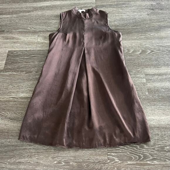 EUC Jenny Han Rich Brown 100% Silk Wrap Midi Dress‎ Size M V-Neck Slip Dress - Picture 5 of 10